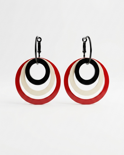 pendiente arggo mix rojo negro aptiqa fondo blanco pasador acero negro